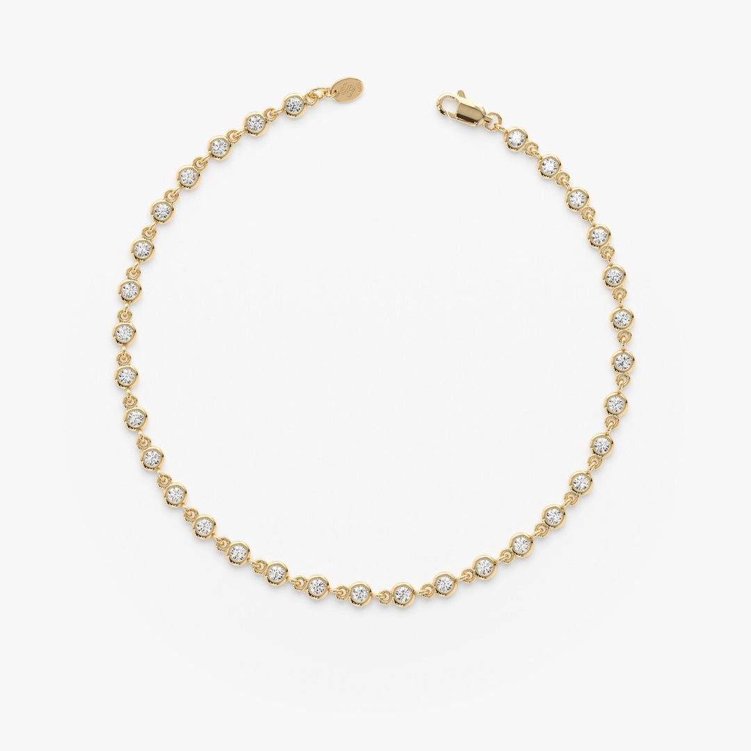 Round Cut Diamond Bezel Set Tennis Bracelet For Her - Doozy Diamonds