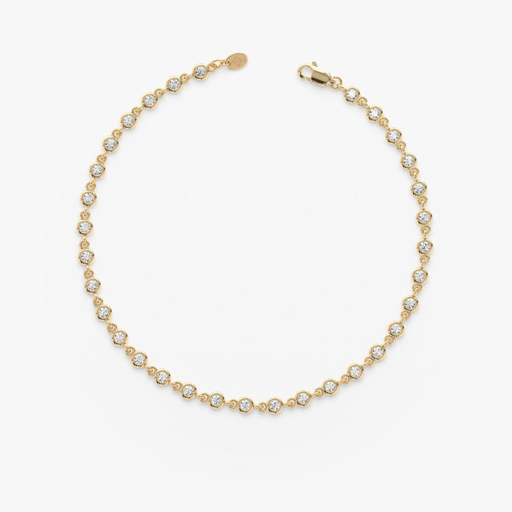 Round Cut Diamond Bezel Set Tennis Bracelet For Her - Doozy Diamonds