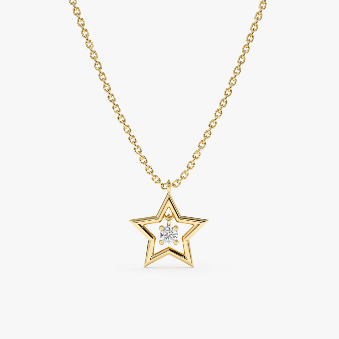 Round Cut Diamond Small Star Charm Necklace for Her - Doozy Diamonds