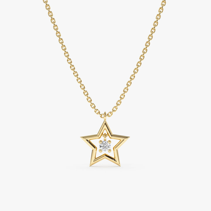 Round Cut Diamond Small Star Charm Necklace for Her - Doozy Diamonds