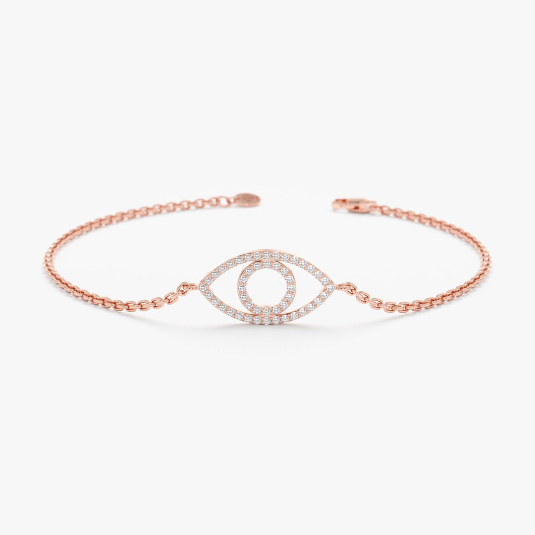 Round Cut Diamond Evil Eye Bracelet for Her Gift - Doozy Diamonds