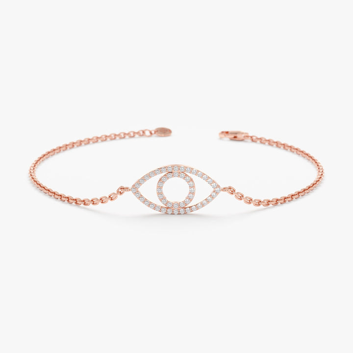 Round Cut Diamond Evil Eye Bracelet for Her Gift - Doozy Diamonds