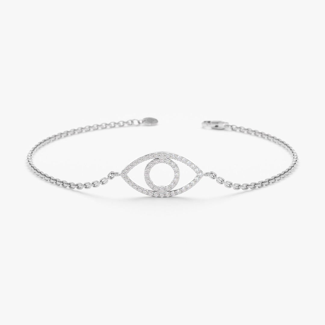 Round Cut Diamond Evil Eye Bracelet for Her Gift - Doozy Diamonds
