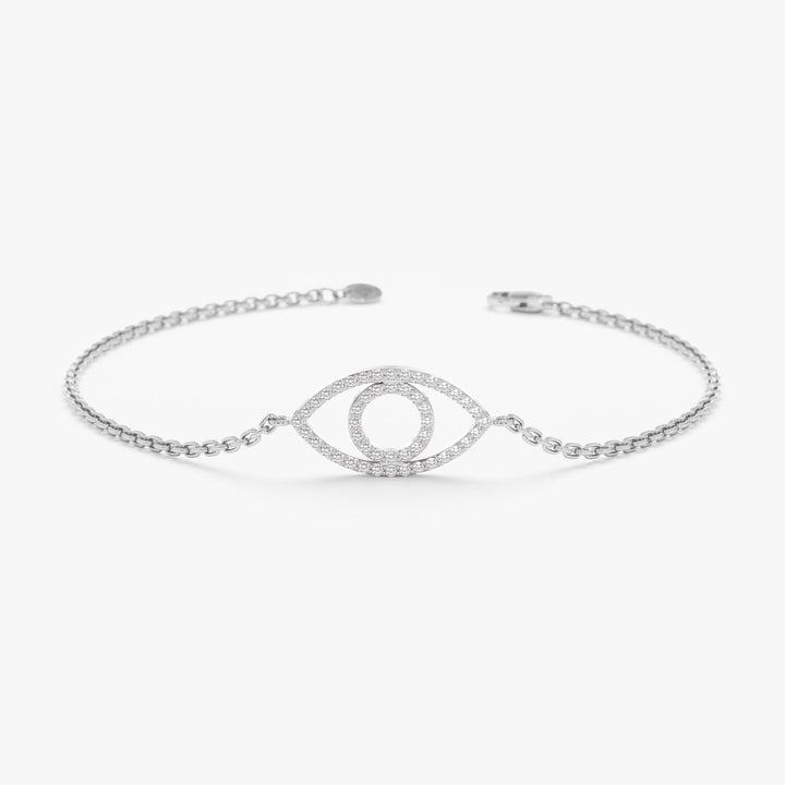 Round Cut Diamond Evil Eye Bracelet for Her Gift - Doozy Diamonds