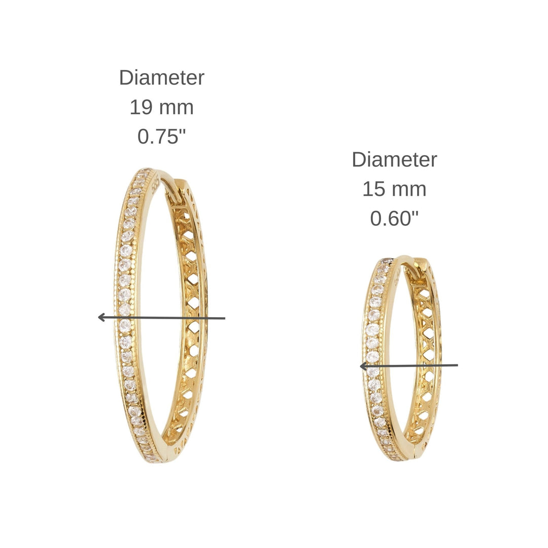Round Cut Diamond Hoop Lightweight Earrings in Yellow Gold - Doozy Diamonds