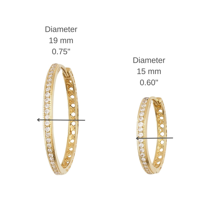 Round Cut Diamond Hoop Lightweight Earrings in Yellow Gold - Doozy Diamonds