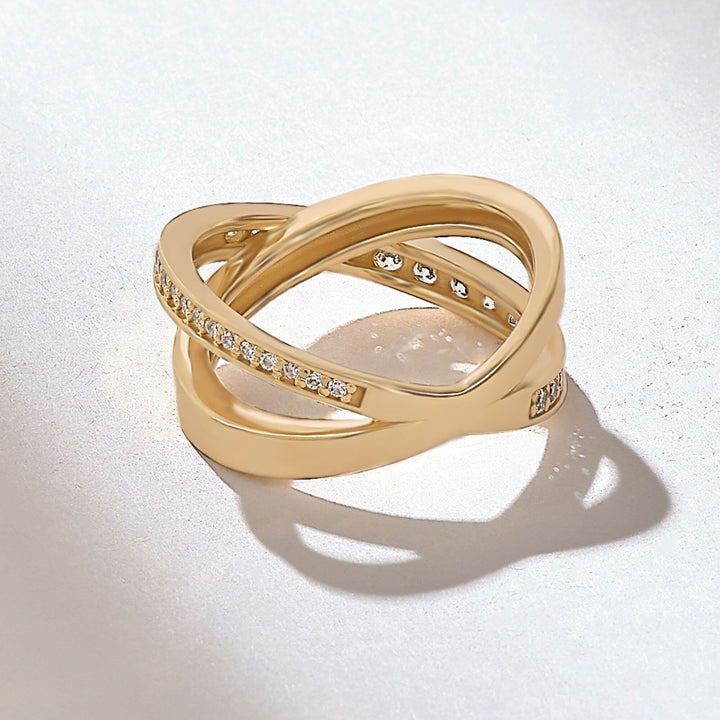 0.35CT Round Thick lab grown diamonds Crossover Wedding Band - Doozy Diamonds