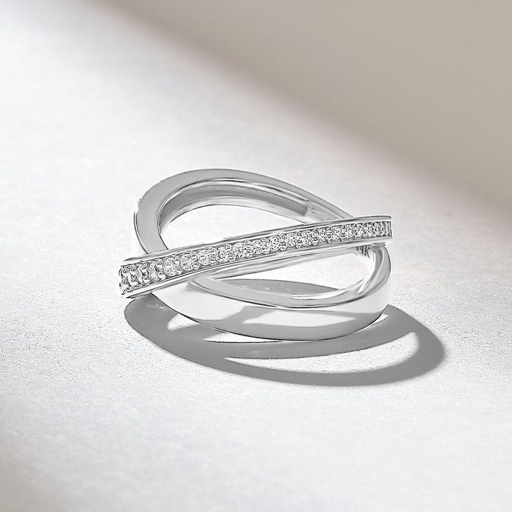 0.35CT Round Thick lab grown diamonds Crossover Wedding Band - Doozy Diamonds