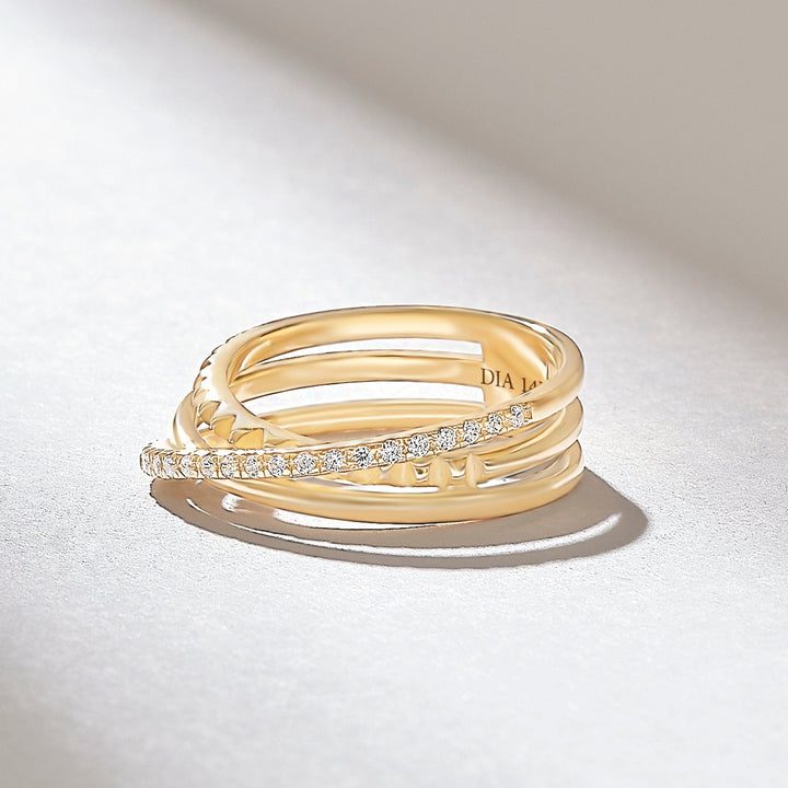 0.18CT Round Triple Band Crossover lab grown diamonds Wedding Band - Doozy Diamonds