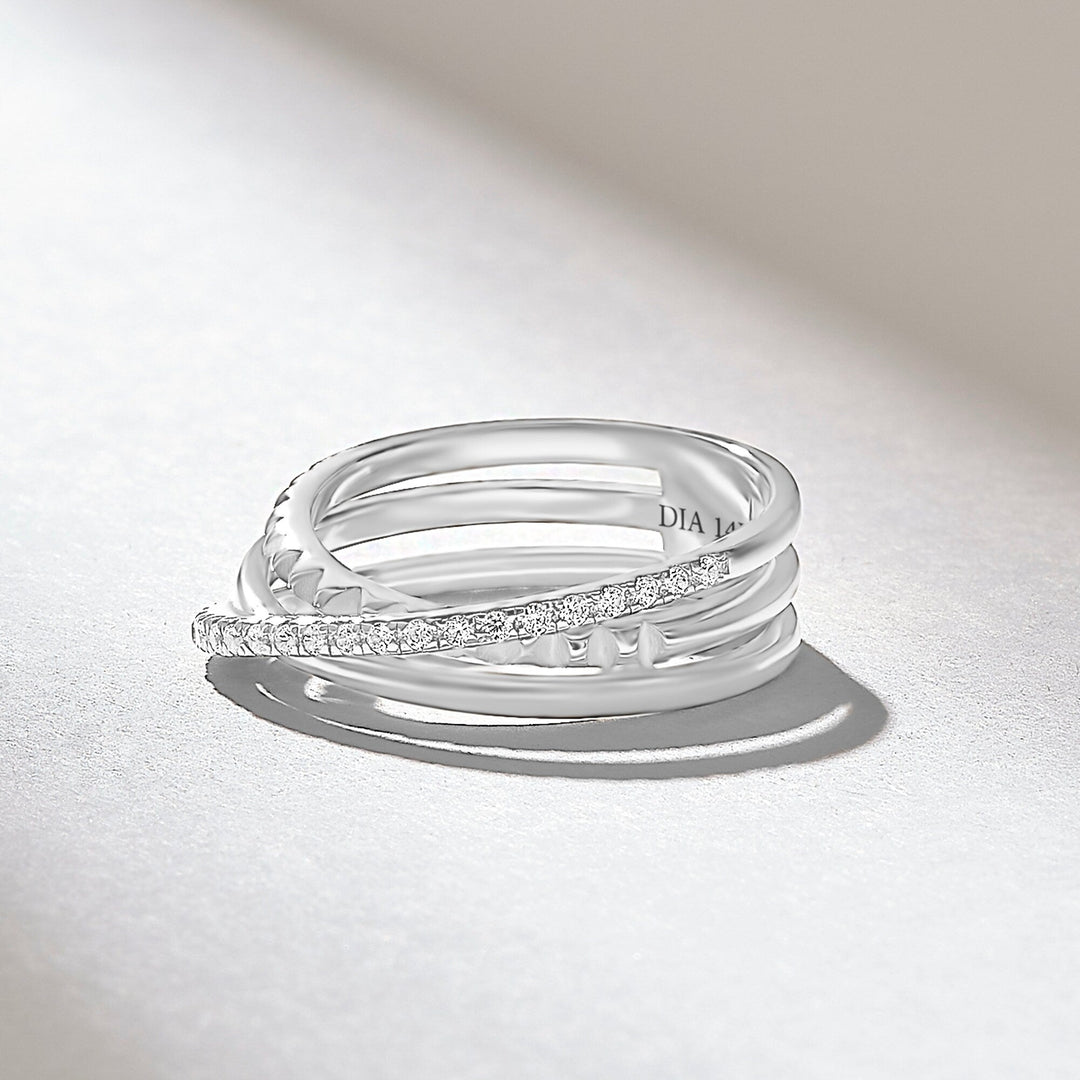 0.18CT Round Triple Band Crossover lab grown diamonds Wedding Band - Doozy Diamonds