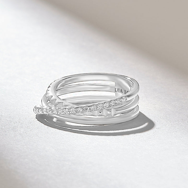 0.18CT Round Triple Band Crossover lab grown diamonds Wedding Band - Doozy Diamonds