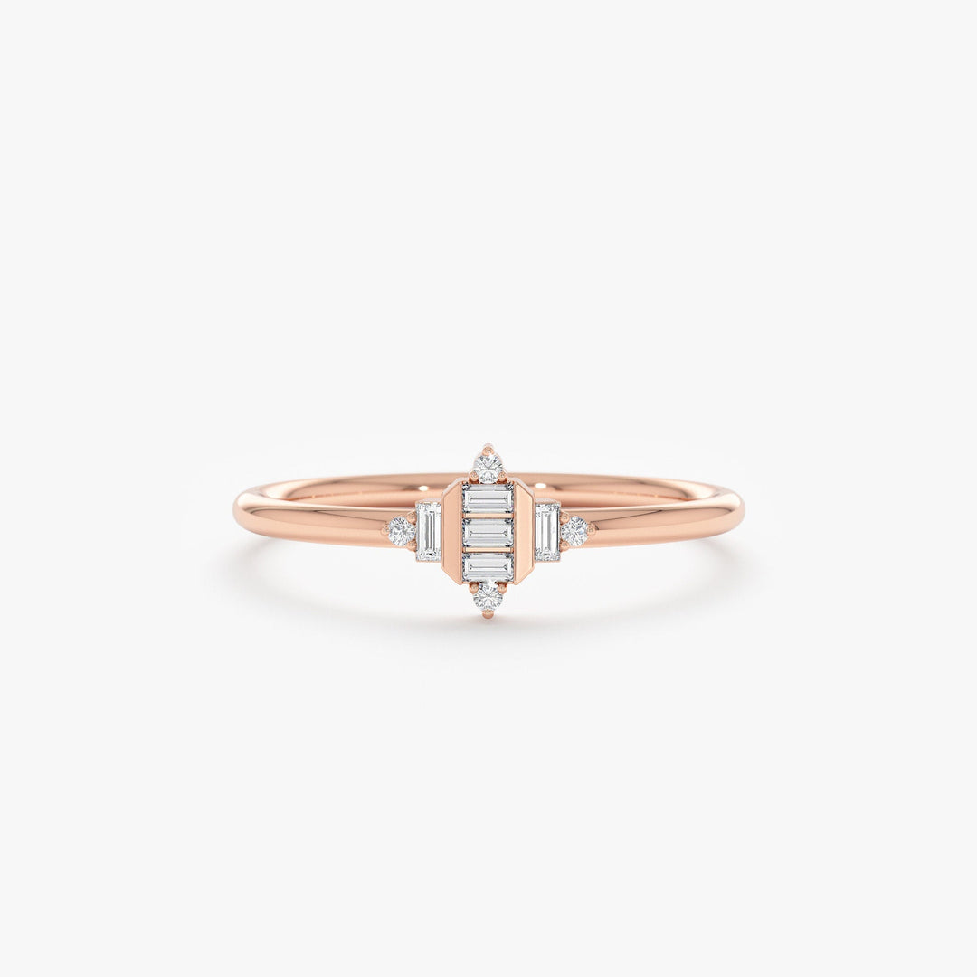 Baguette Cut Diamond Cluster Gold Wedding Ring for Women - Doozy Diamonds