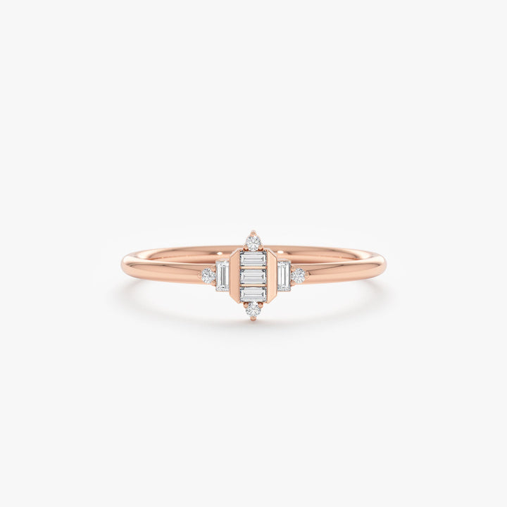 Baguette Cut Diamond Cluster Gold Wedding Ring for Women - Doozy Diamonds