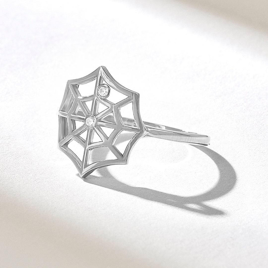 Round Cut Diamond Unique Spider Web Diamond Band for Her - Doozy Diamonds