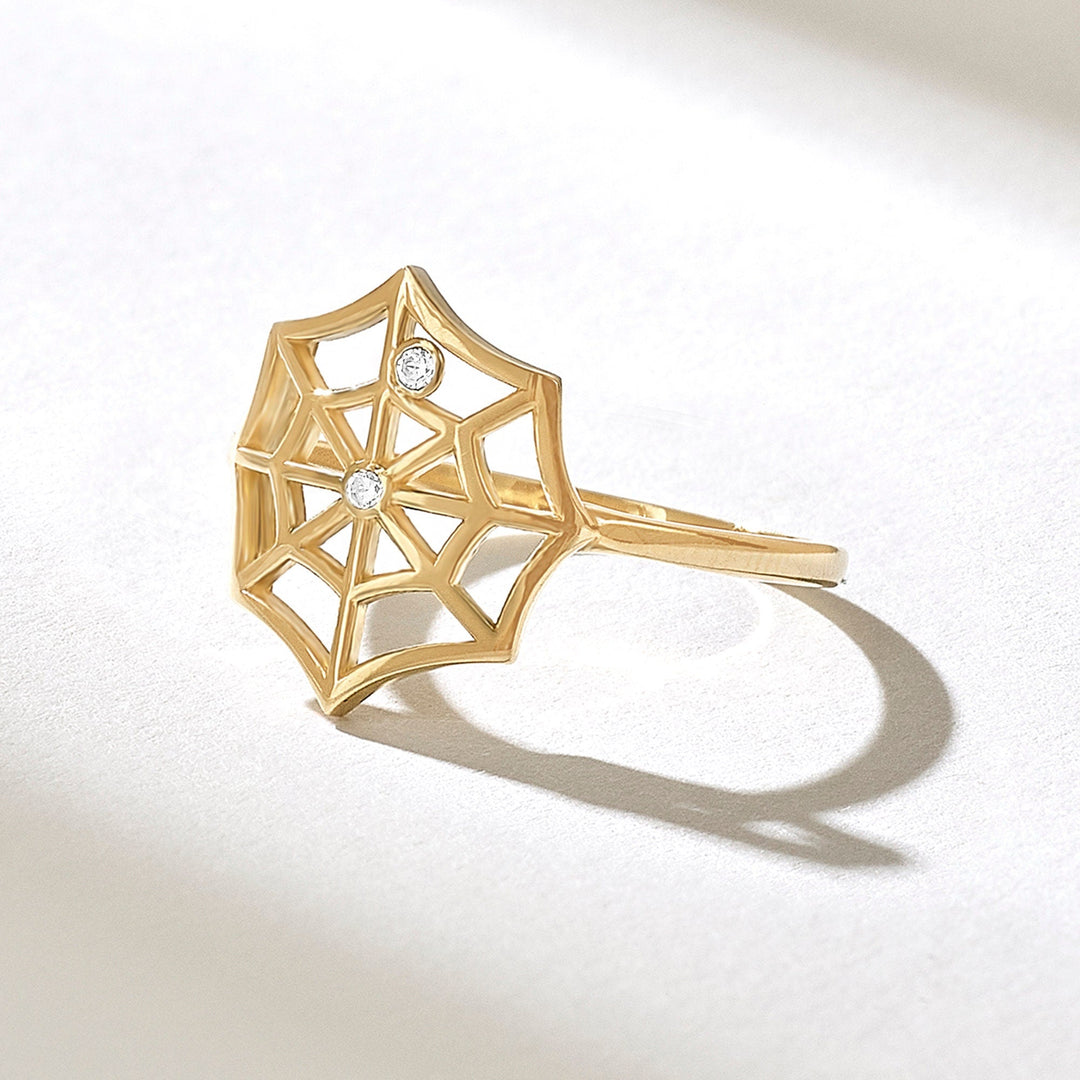 Round Cut Diamond Unique Spider Web Diamond Band for Her - Doozy Diamonds