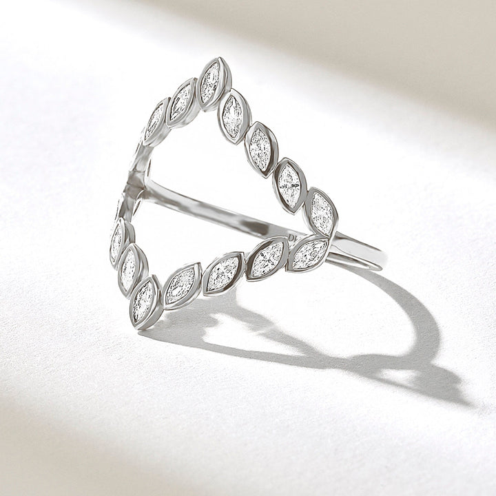 0.5CT Bezel Set Marquise Split lab grown diamonds Wedding Band - Doozy Diamonds