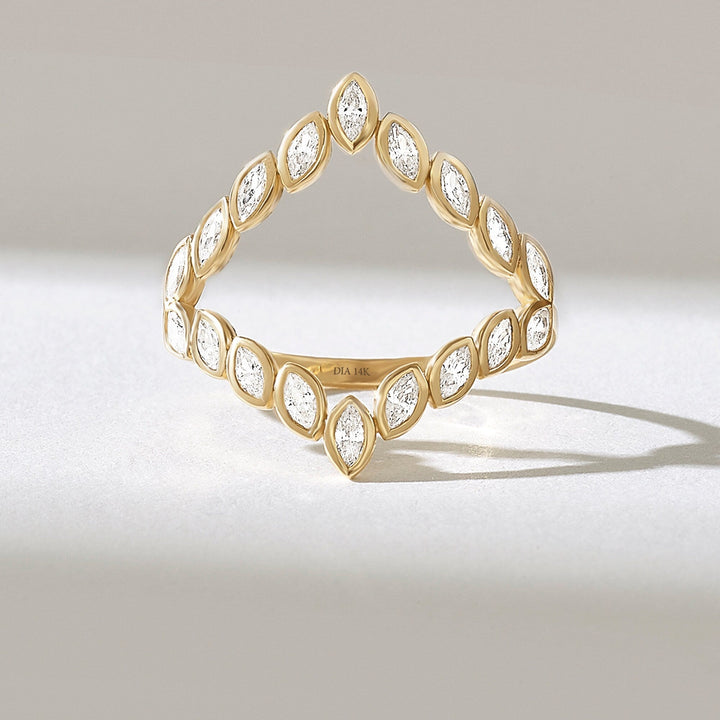 0.5CT Bezel Set Marquise Split lab grown diamonds Wedding Band - Doozy Diamonds