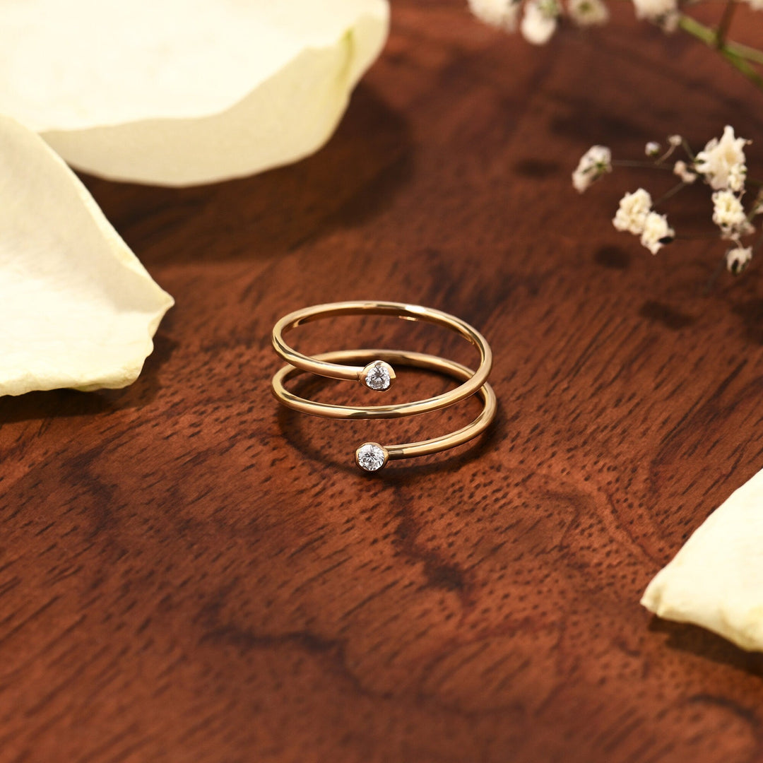 Adjustable Open lab grown diamonds Ring in Solid Yellow Gold - Doozy Diamonds