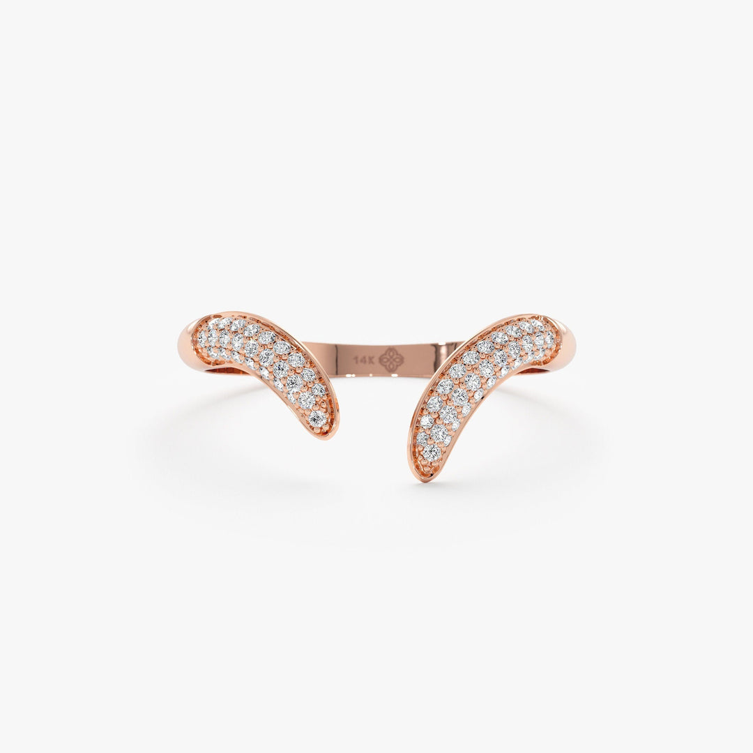 Round Cut Micro Pave Cuff Diamond Wedding Ring for Halloween Gift - Doozy Diamonds