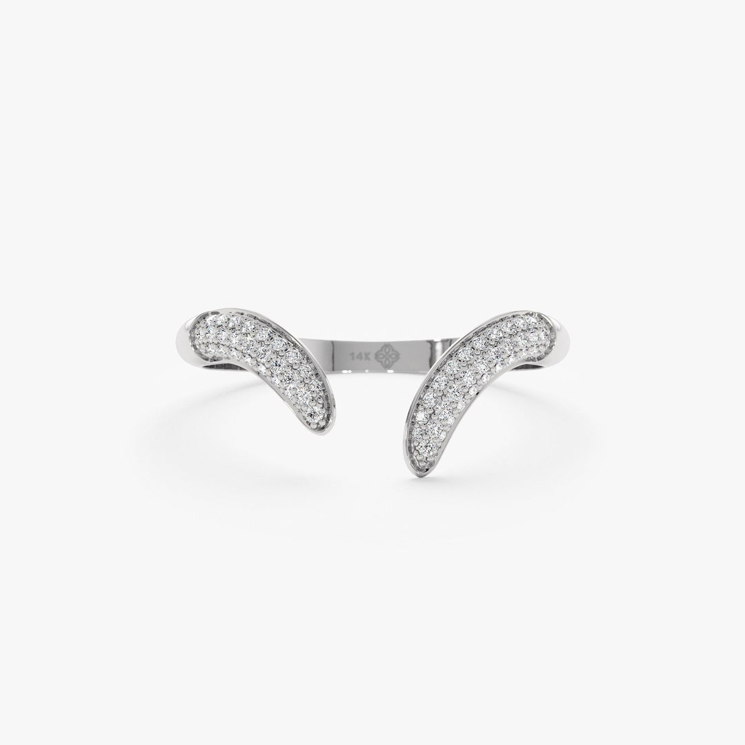 Round Cut Micro Pave Cuff Diamond Wedding Ring for Halloween Gift - Doozy Diamonds