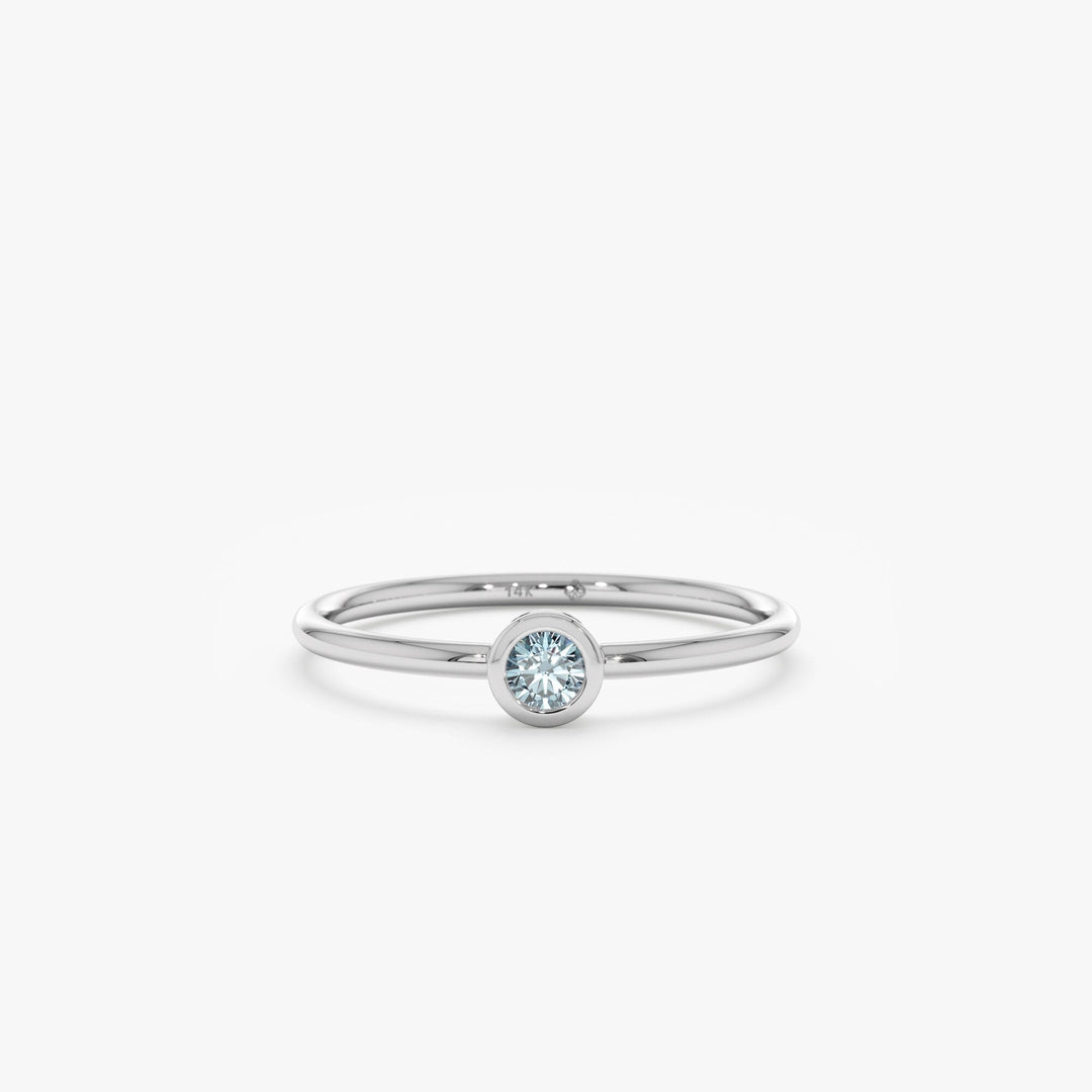 Bezel Set Round Cut Diamond Ring for Her for Birthday Gift - Doozy Diamonds