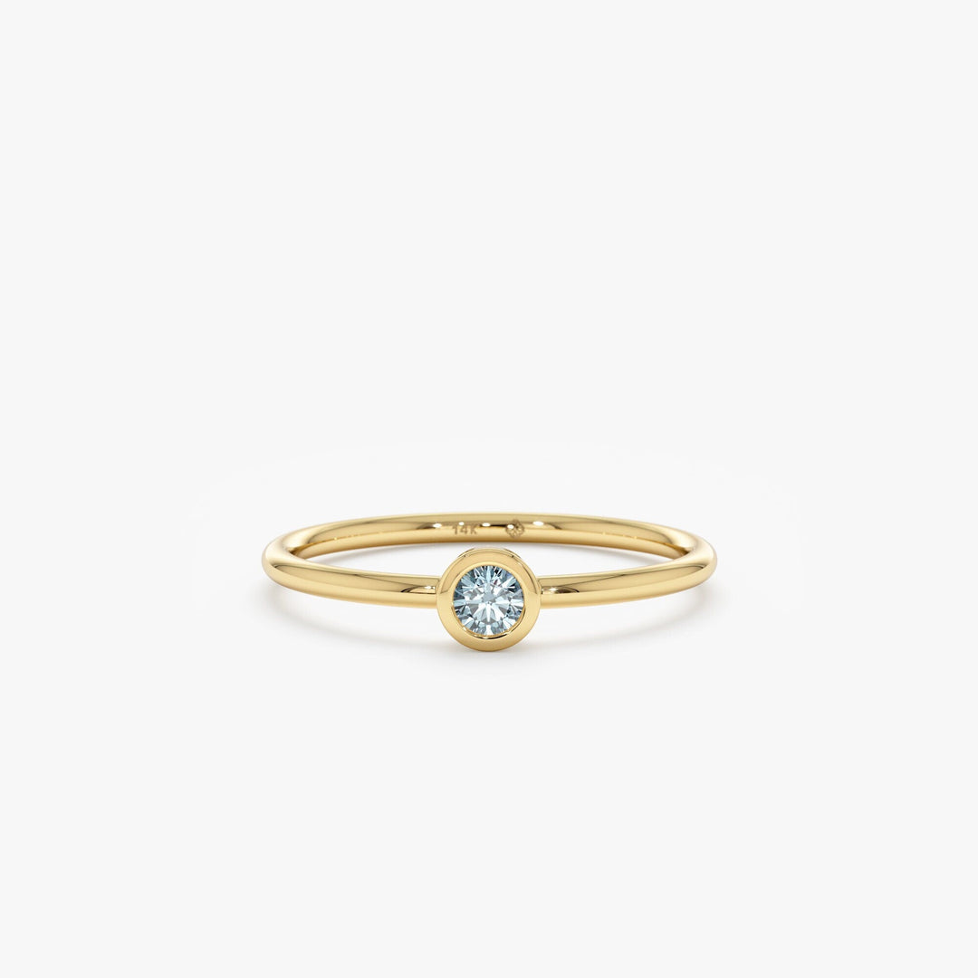 Bezel Set Round Cut Diamond Ring for Her for Birthday Gift - Doozy Diamonds