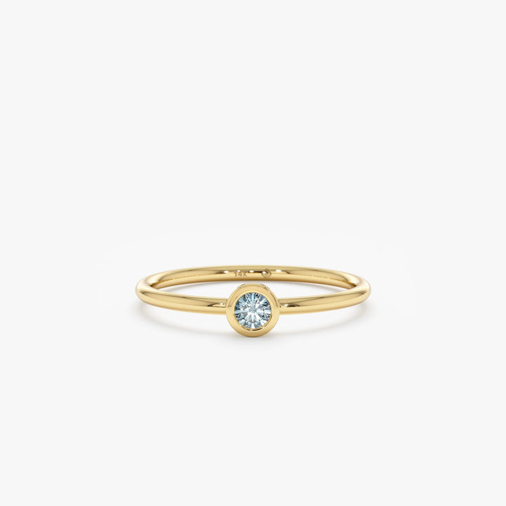 Bezel Set Round Cut Diamond Ring for Her for Birthday Gift - Doozy Diamonds