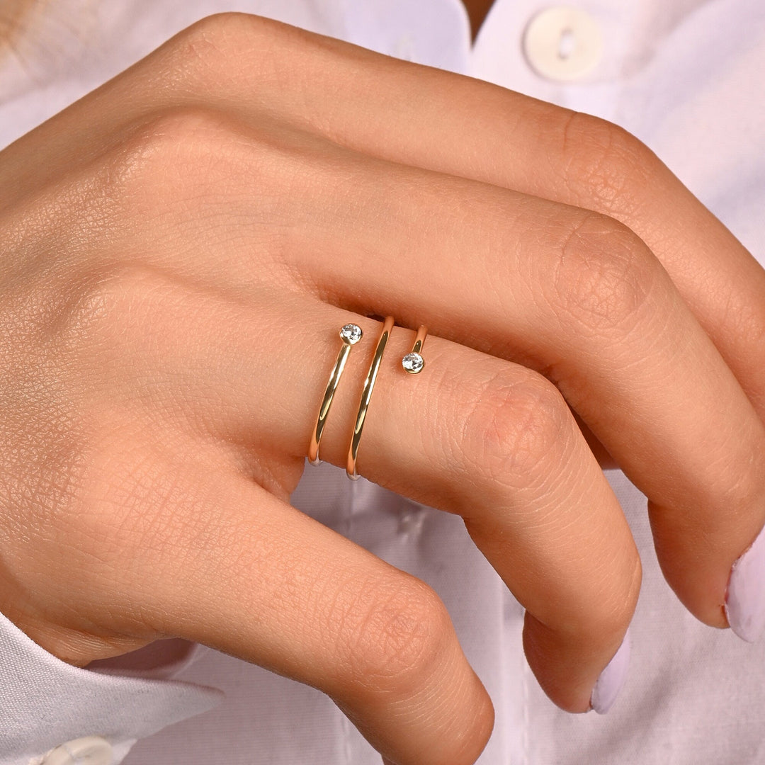 Adjustable Open lab grown diamonds Ring in Solid Yellow Gold - Doozy Diamonds