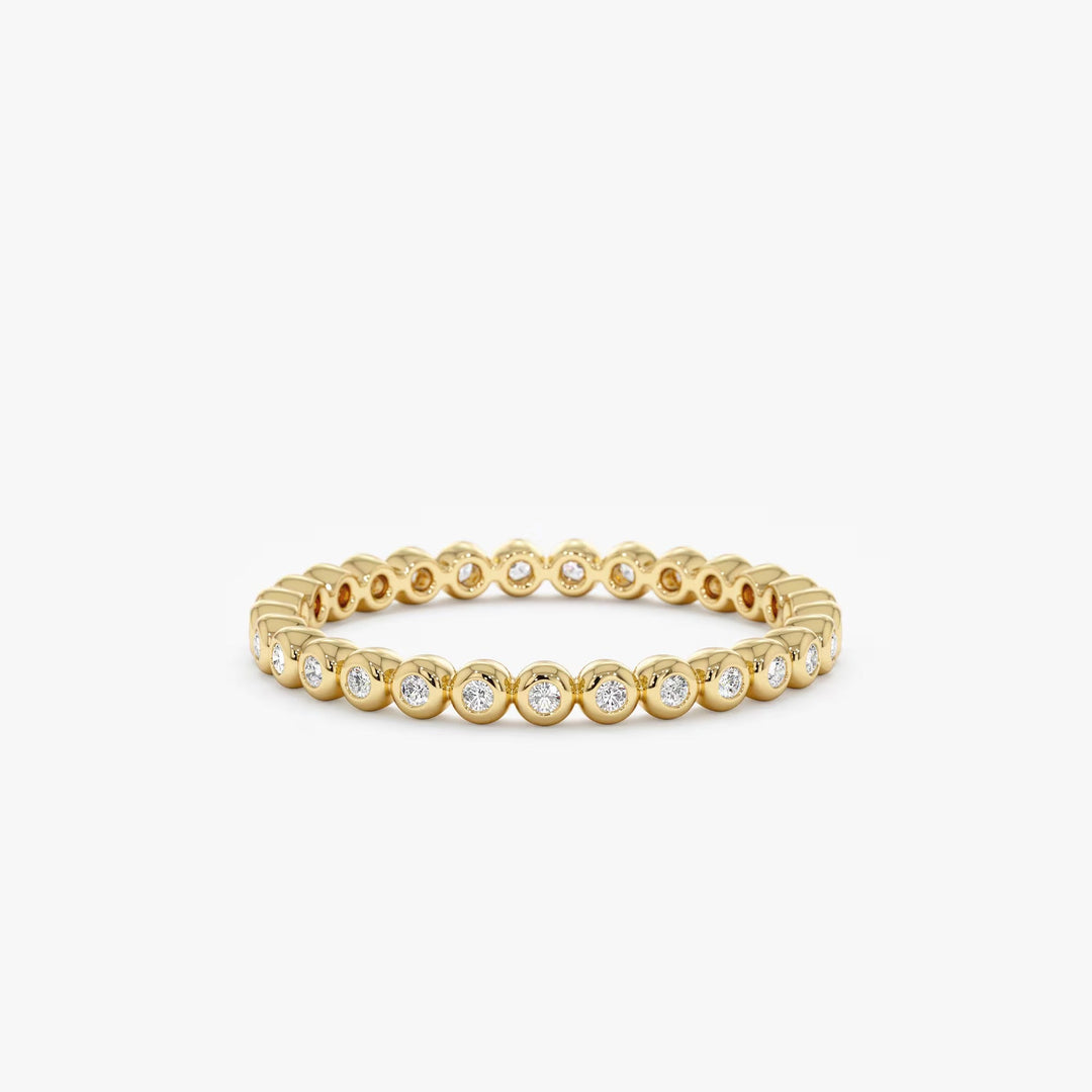 Round Cut Bezel Eternity Diamond Band Gift for Her - Doozy Diamonds