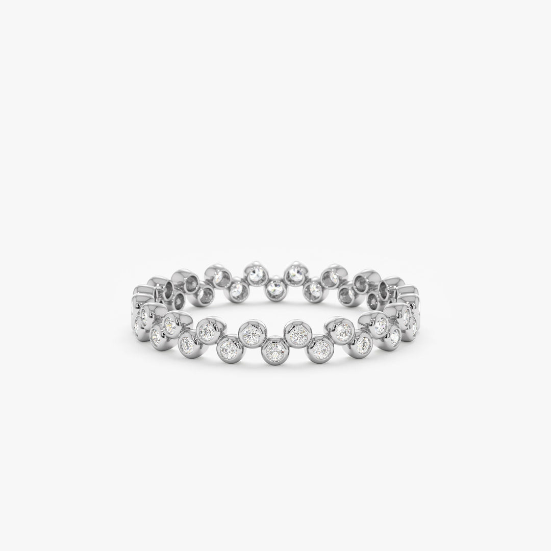 Bezel Set Round Cut Diamond Full Eternity Wedding Band for Women - Doozy Diamonds