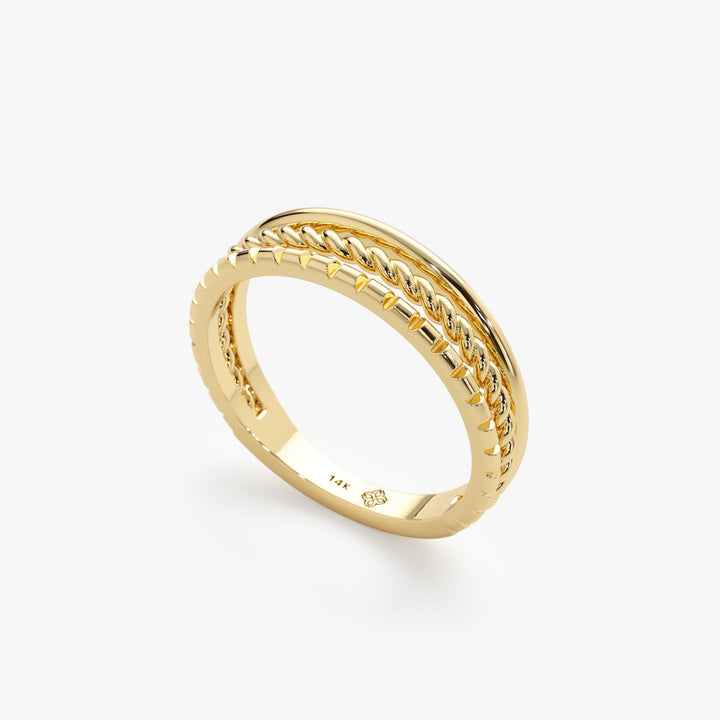 Plain Three Row lab grown diamond Wedding Band In 14K Yellow Gold For Women - Doozy Diamonds