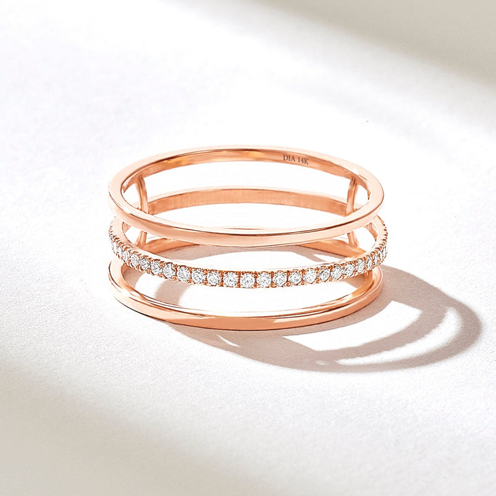 0.22CT Round lab grown diamonds Three Row Wedding Band - Doozy Diamonds