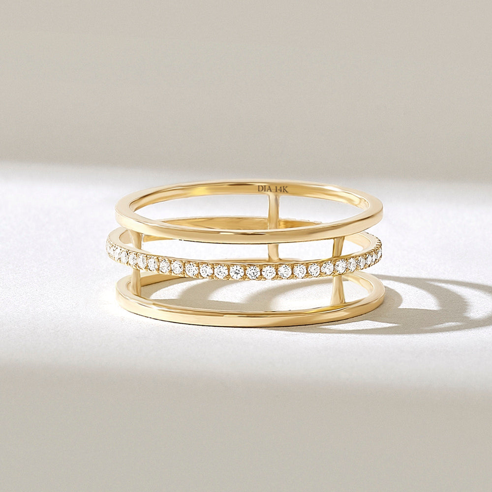0.22CT Round lab grown diamonds Three Row Wedding Band - Doozy Diamonds