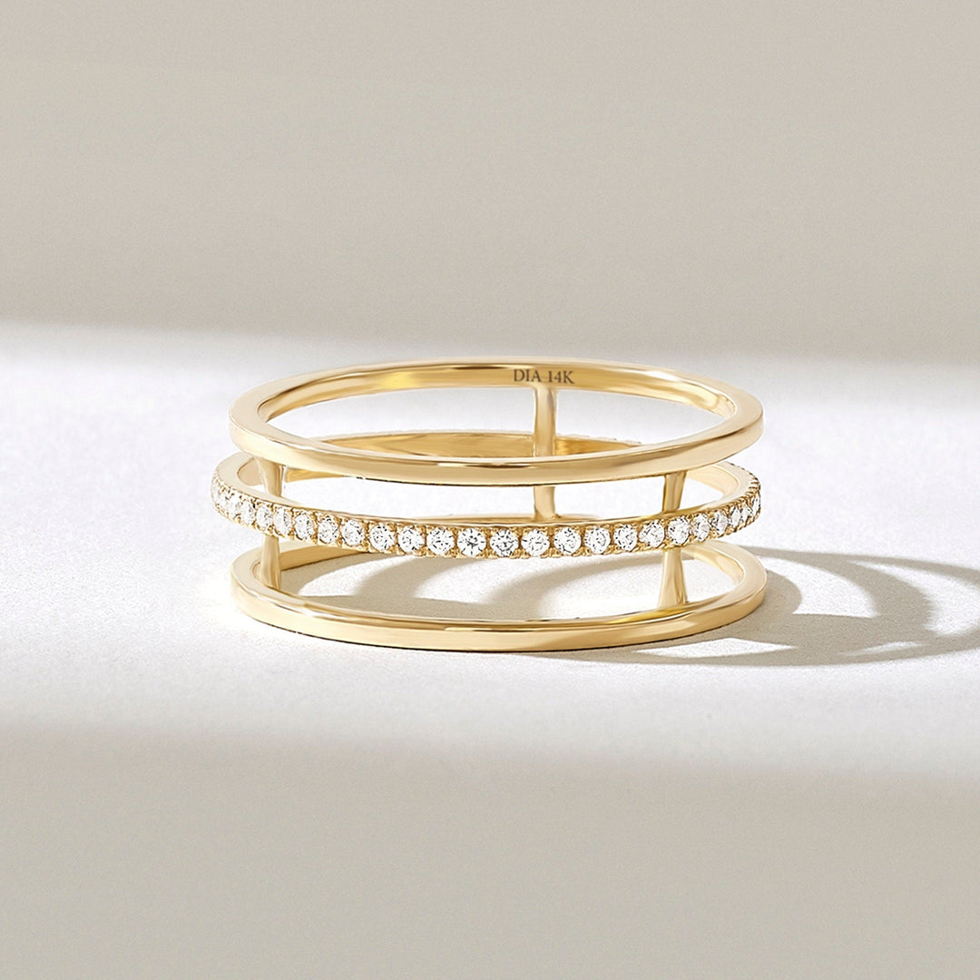 0.22CT Round lab grown diamonds Three Row Wedding Band - Doozy Diamonds