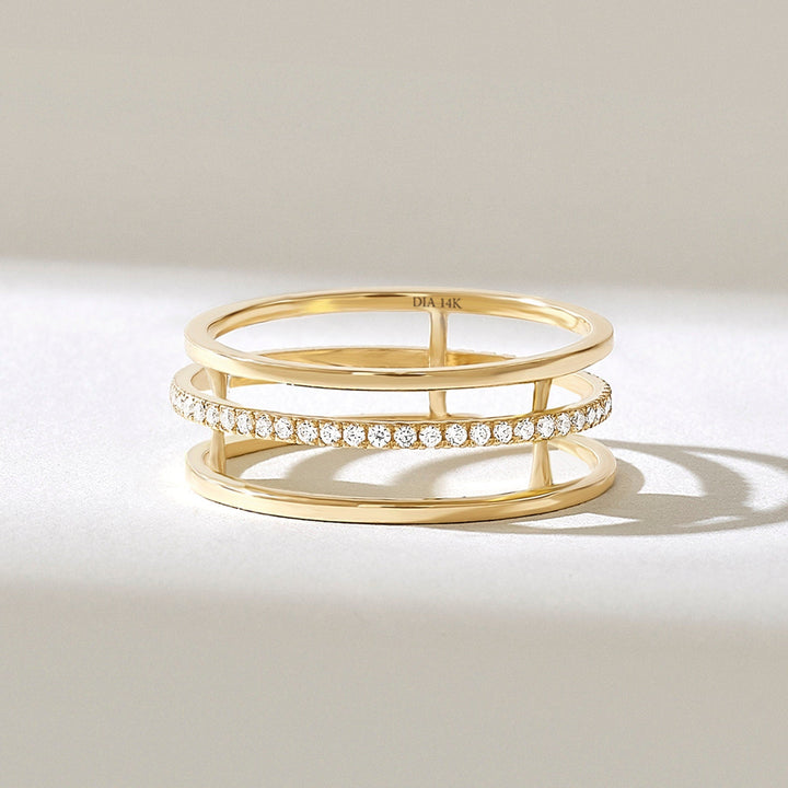 0.22CT Round lab grown diamonds Three Row Wedding Band - Doozy Diamonds