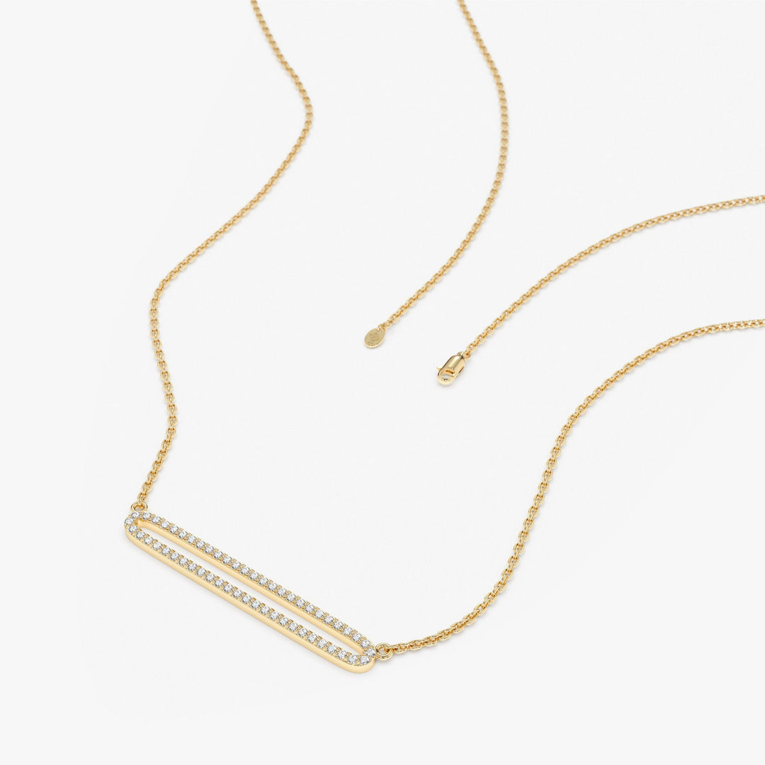 Round Cut Diamond Rectangle Shape Necklace for Her - Doozy Diamonds