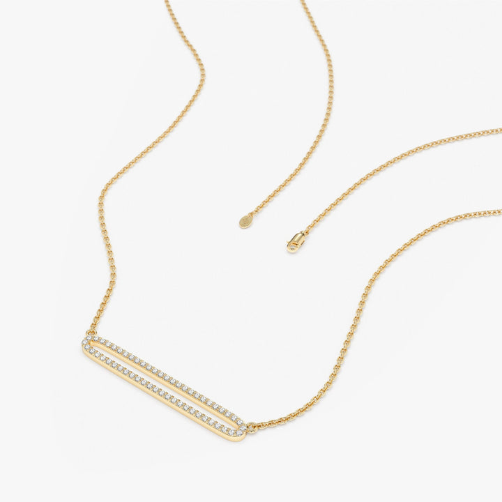 Round Cut Diamond Rectangle Shape Necklace for Her - Doozy Diamonds
