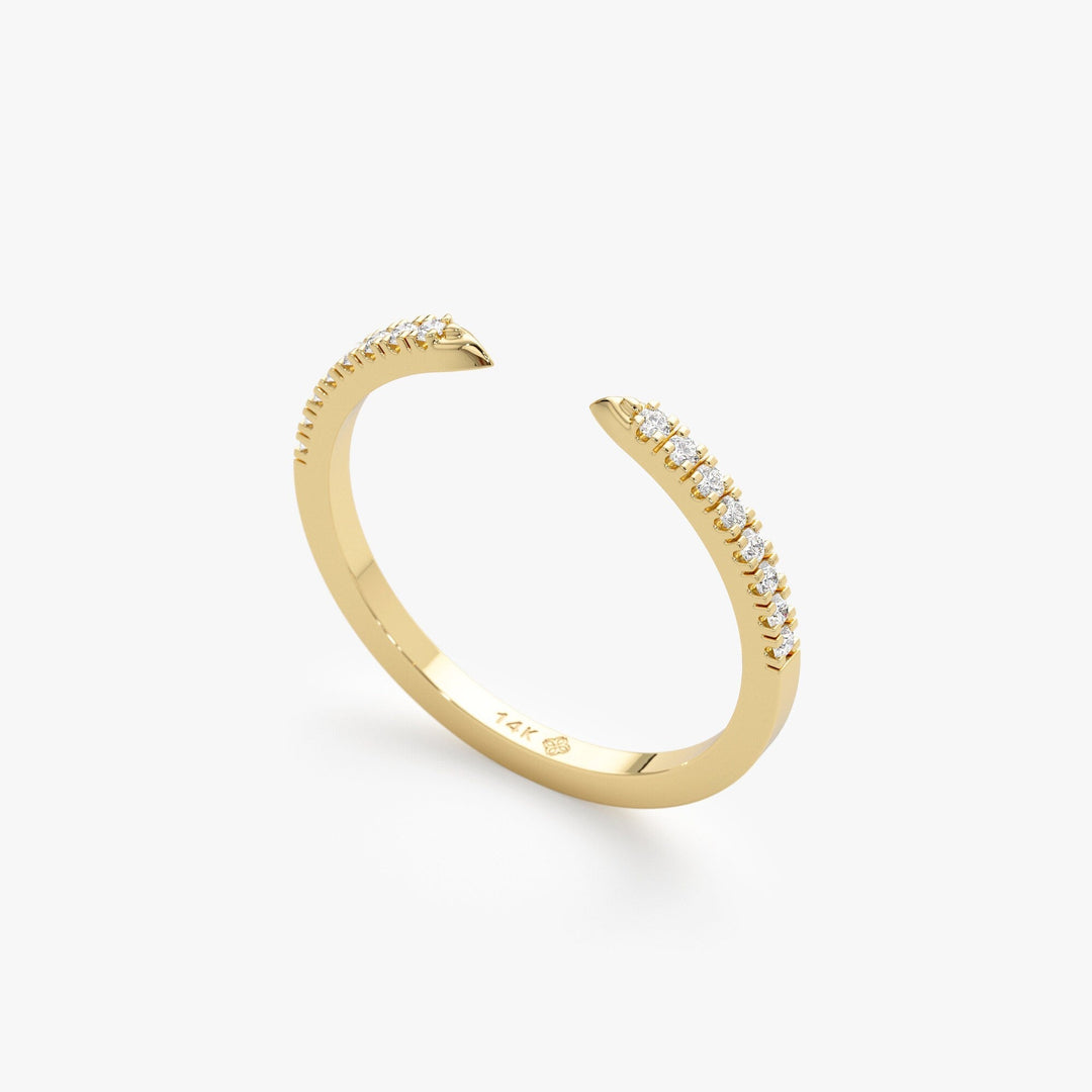0.18CT Round Open lab grown diamonds Wedding Band In 18K Yellow Gold - Doozy Diamonds