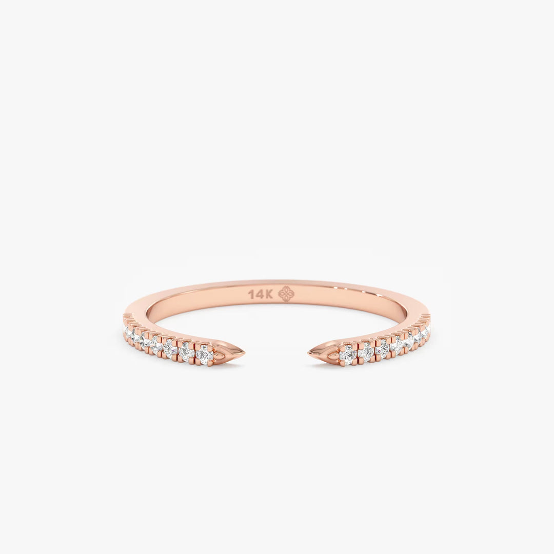 0.18CT Round Open lab grown diamonds Wedding Band In 18K Yellow Gold - Doozy Diamonds