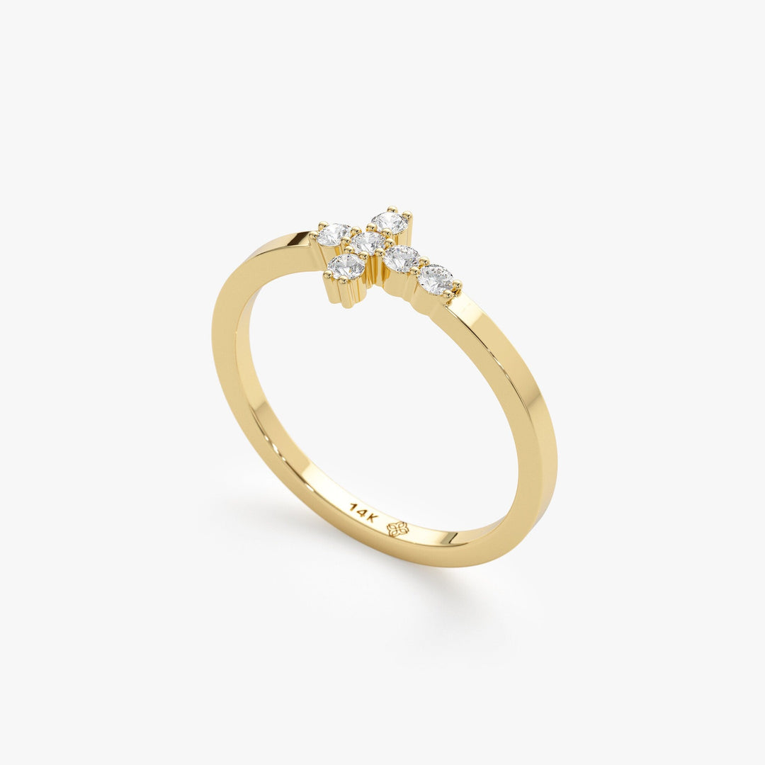 Round Cut Diamond Cross Wedding Band for Religious Gifts - Doozy Diamonds