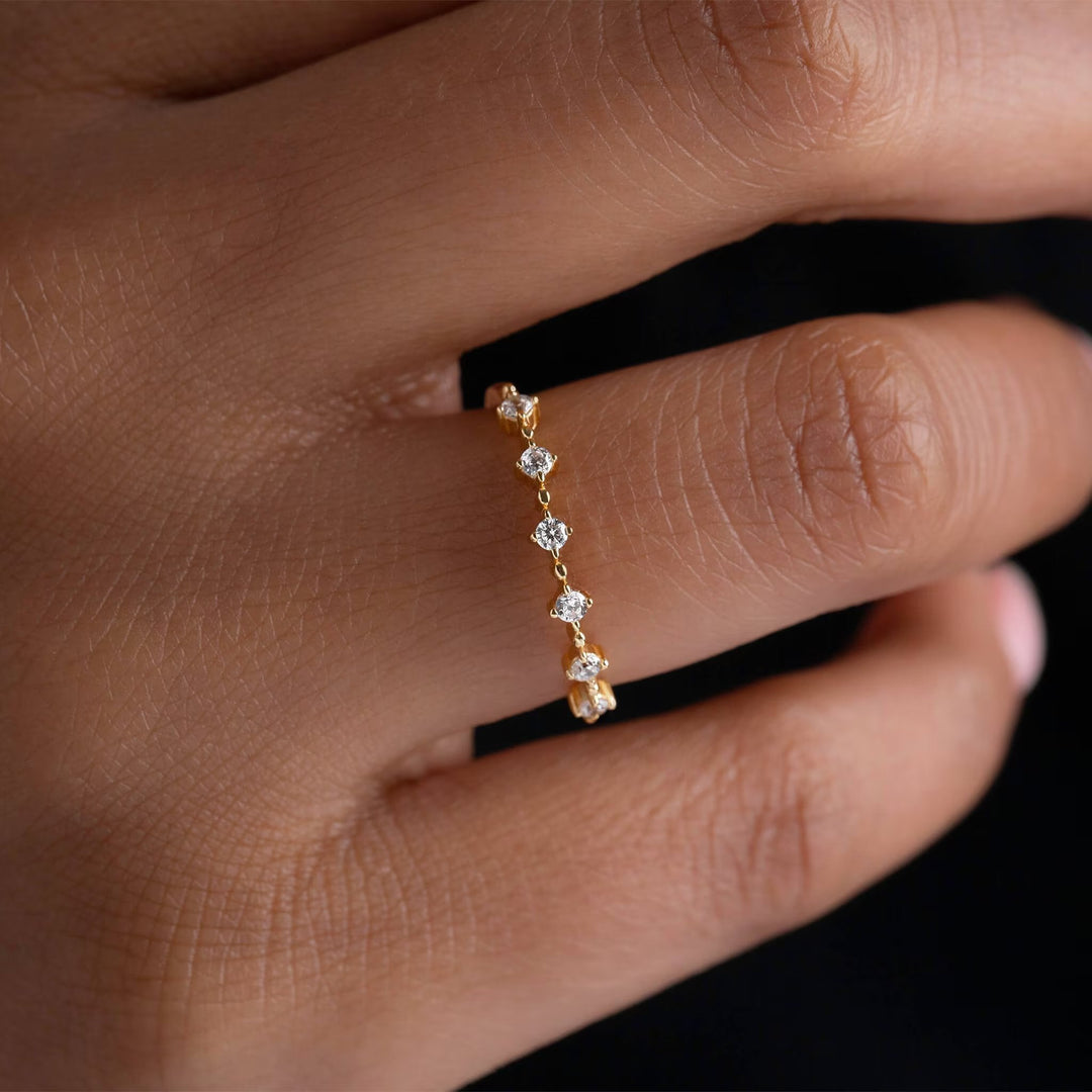 Round Cut Petite Pave Diamond lab grown diamond Wedding Band - Doozy Diamonds
