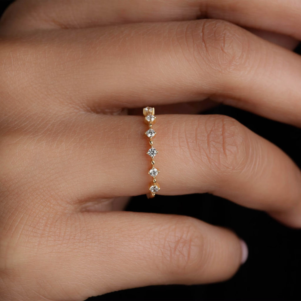 Round Cut Petite Pave Diamond lab grown diamond Wedding Band - Doozy Diamonds