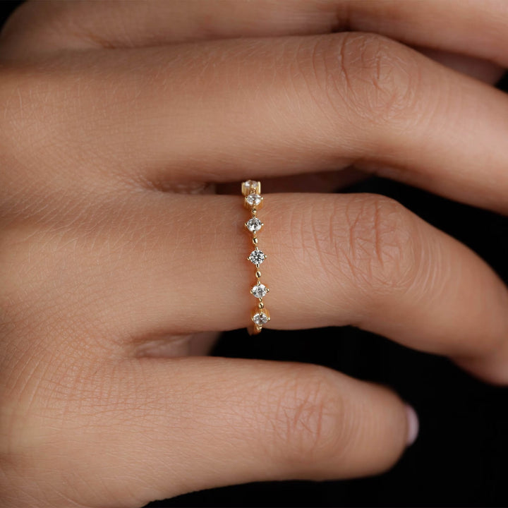 Round Cut Petite Pave Diamond lab grown diamond Wedding Band - Doozy Diamonds
