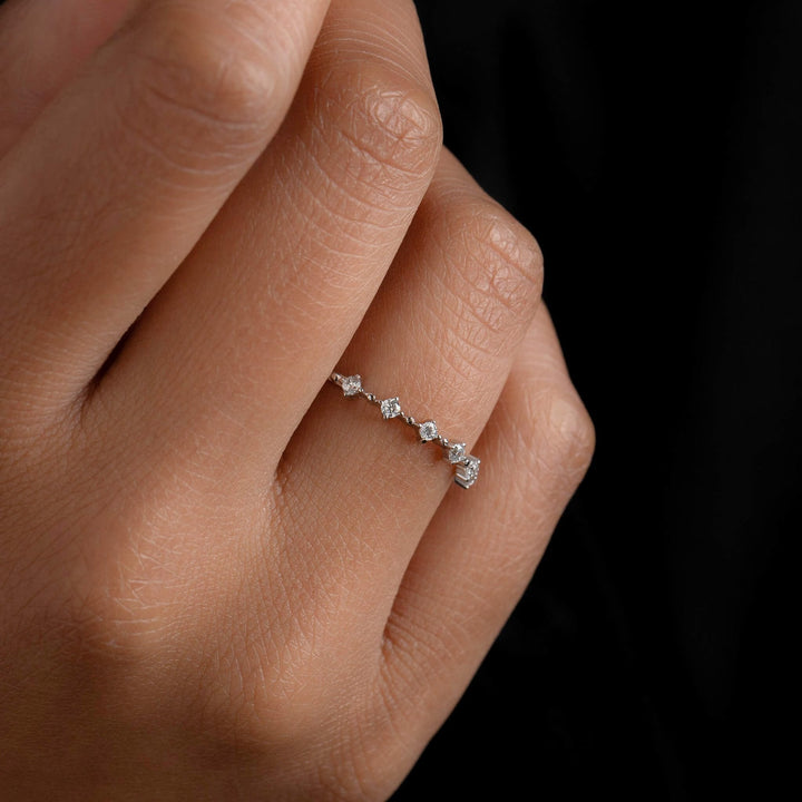 Round Cut Petite Pave Diamond lab grown diamond Wedding Band - Doozy Diamonds