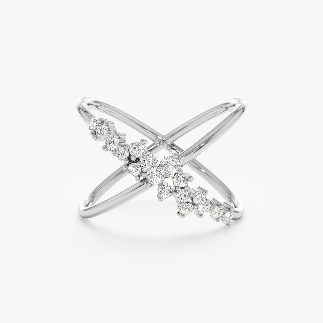 Round Cut Diamond Cross Statement Wedding Band for Women - Doozy Diamonds
