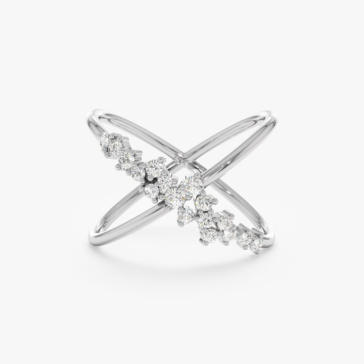 Round Cut Diamond Cross Statement Wedding Band for Women - Doozy Diamonds