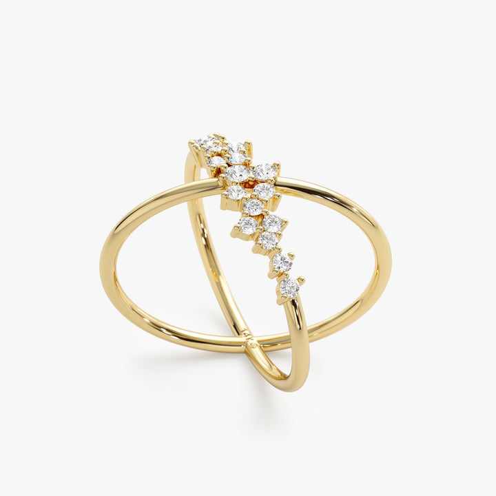 Round Cut Diamond Cross Statement Wedding Band for Women - Doozy Diamonds