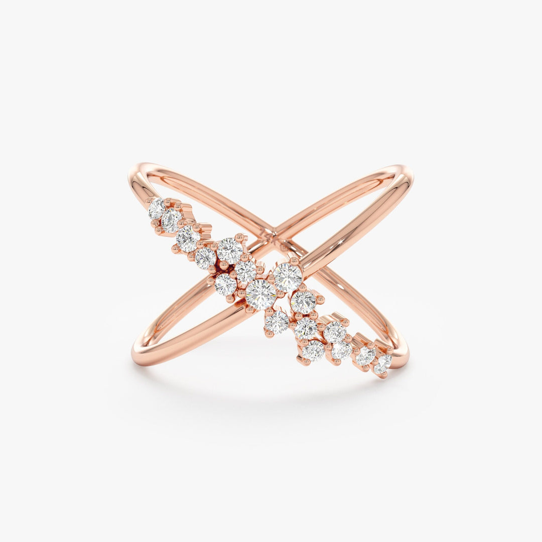 Round Cut Diamond Cross Statement Wedding Band for Women - Doozy Diamonds