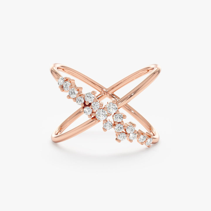 Round Cut Diamond Cross Statement Wedding Band for Women - Doozy Diamonds