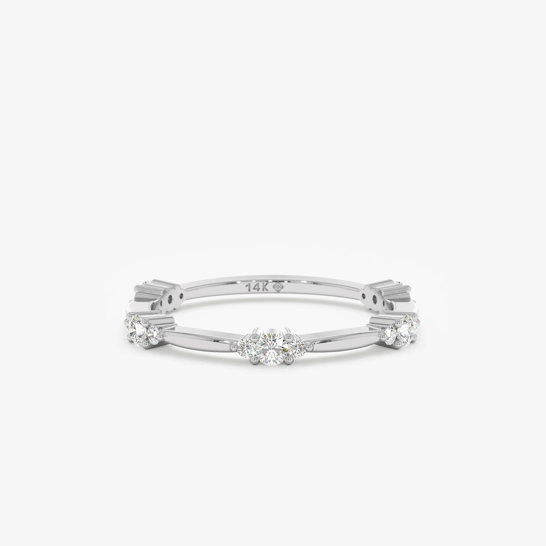 Round Cut Diamond Dainty Wedding Band for Women - Doozy Diamonds